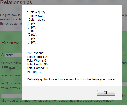 Review Quiz Score