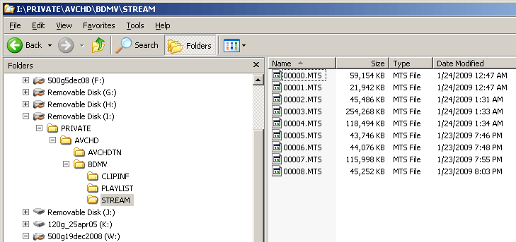 MTS (video) file structure on media card